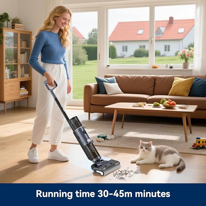 JONR ED12 PRO Wet Dry Vacuum Cleaner,Vacuum Mop All in One, Three Sided Cleaning,Hot Water Self-Cleaning,Hot Air Drying,Tangle-Free,Smart Hard Floor Cleaner Machine with Powerful Suction