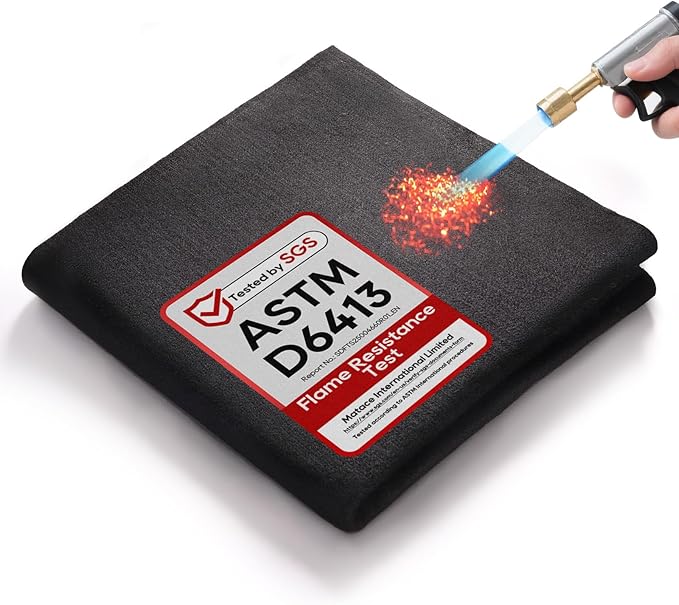 TOPDC Welding Blanket 40x40 Inch, High Temp Resistant Carbon Felt Pad, 5mm Thick Heat Shield Fabric Withstands 2200℉, UL94&MSDS Certified, Flexible&Cuttable for Welding Soldering Grill Firepit
