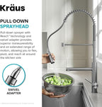 KRAUS Artec Pro Commercial Style Pull-Down Single Handle Kitchen Faucet with Pot Filler in Spot Free Antique Champagne Bronze, KPF-1604SFACB
