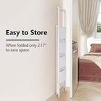 Step Ladder 4 Step Folding Stool with Anti-Slip Widened Sturdy Pedal and Handgrip, Portable and Multi-Use Iron Stepladder for Home, Kitchen, 300 lbs Capacity -White