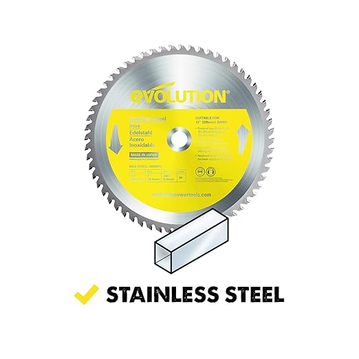Evolution Power Tools 12BLADESS Stainless Steel Cutting Saw Blade, 12-Inch x 80-Tooth, Yellow