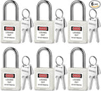Lockout Tagout Locks 6-Pack｜OSHA White Loto Locks Keyed Different｜2 Keys/Lock for Industrial Machinery & Electrical Panels｜Chrome Steel & Laser Coding