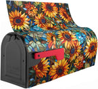 Giwawa Stained Glass Sunflower Mailbox Covers Magnetic for Fall Mailbox Cover Autumn Mail Box Covers Standard Size 18 x 21 Thanksgiving Decorations Outdoor Welcome Mailbox Wrap