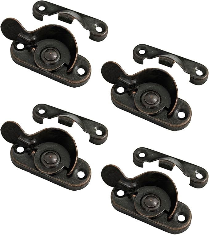 QCAA Steel Window Sash Lock, CTC 2", Antique Copper, Made in Taiwan, 4 Pack