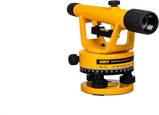 NWI NSL100B Siteline Level 20x Magnification, 1/4 Inch Accuracy at 100ft, 200ft Range Surveying Equipment, Plumb Bob Manual Precision Survey Transit