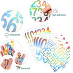 Leinuosen 260 Pcs Back to School Gifts Mailbox Numbers Stickers Adhesive Numbers for Outside Reflective Vinyl Waterproof Address Sticker for Mailbox Signs, Classroom, 1&2&3 Inch(Rainbow Silver)