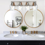 BONLICHT 4-Light Bathroom Vanity Light Fixture Brushed Nickel Industrial Wall Sconce Lighting with Hammered Glass Shade for Living Room Bedroom Hallway Porch Workshop Dressing Table