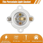 4 Pcs Porcelain Lamp Holder Socket E26/E27 Medium Keyless Threaded Socket with Two Hole Flanged Mounting 660W 250V Medium Base Lampholder Cleat Sockets for Indoor Garage Closet Lighting