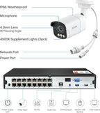 ZOSI 16CH 4K PoE Security Camera System,8pcs 4K C186 Aurora Lux Outdoor PoE Cameras with True Full Color Night Vision,Person Vehicle Detection,2 Way Audio,8MP 16CH NVR with 4TB HDD for 24/7 Recording