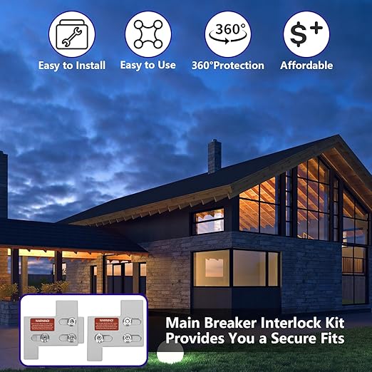 Generator Interlock Kit Compatible with GE General Main 150 or 200 Amp Panels, 1-1/4" Spacing Between Main and Branch Breakers, Electrical Interlock Kit
