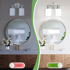 2-Light Vanity Lights, Brushed Nickel Bathroom Light Fixture with Striped Textured Milky White Glass Shade, E26 Modern Vanity Lighting Fixture for Bathroom Wall Sconce Light Over Mirror