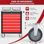 7-Drawers Rolling Tool Chest, Tool Chest with Wheels and Drawers, Rolling Box with Locking System, Tool Box with Wheels for Garage, Warehouse, Workshop (BlackRed)