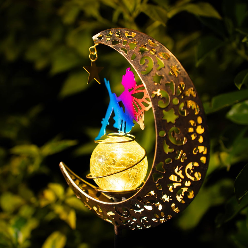 Moon Fairy Solar Garden Lights, Outdoor Decor Pathway Lights, LED Lawn Decor Lights - Gardening Gifts for Women(Moon Fairy Garden Lights)