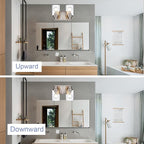 2 Light Vanity Light Fixtures - Brushed Nickel, Modern Design with Clear Glass Shade, Farmhouse Style Over Mirror Lighting