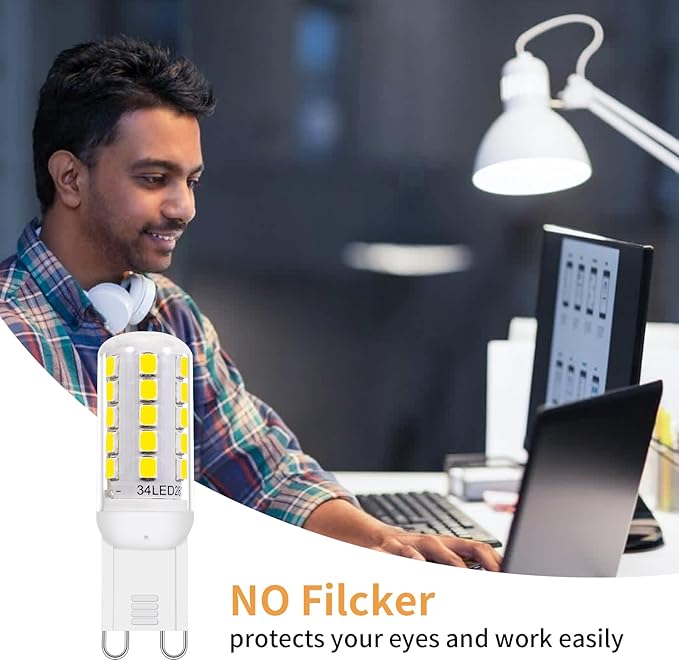 G9 LED Bulb Dimmable 3.2W (30-40W Halogen Bulb Equivalent), Cool White 6000K, 120V 350LM G9 Bi Pin Base Light Bulbs for Chandelier Light, No Flicker, 360° Beam Angle, 6 Pack