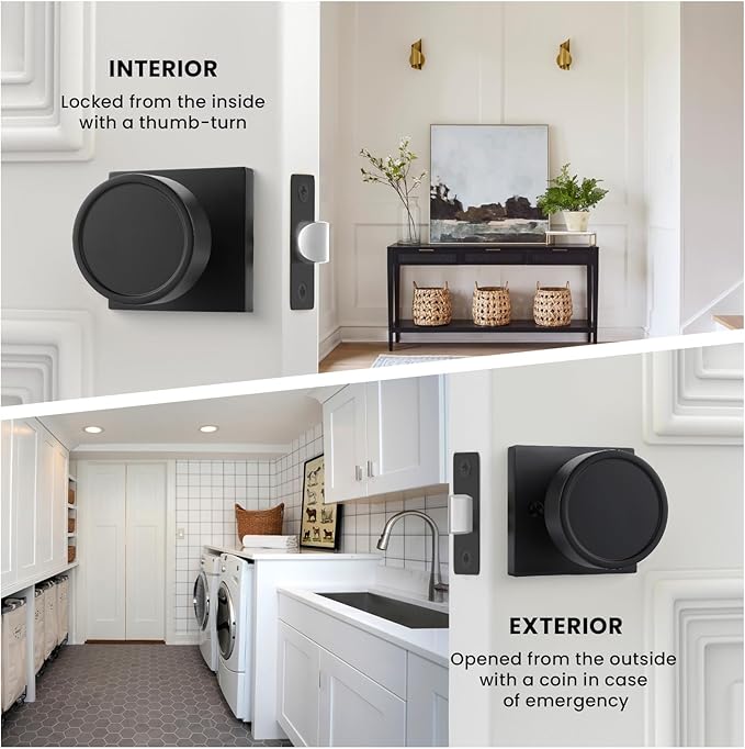 Haidms Black Passage Door Knobs Interior, Heavy Duty Round No Key Matte Black Closet Door Knobs for Hall Closet, Passage Doorknobs Hallway (3 Pack)