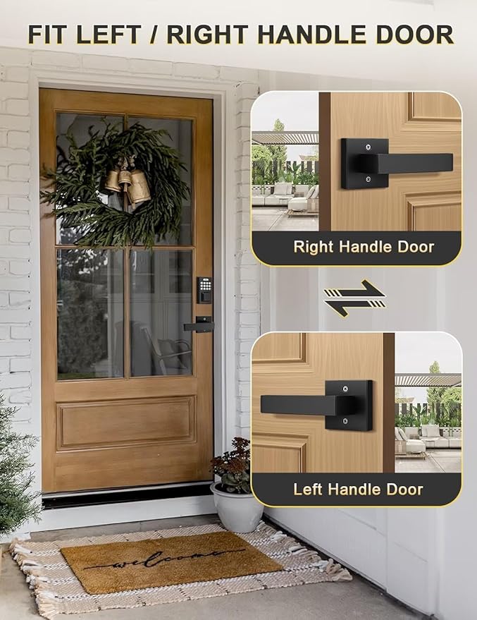 6 Pack Dummy Door Handles for Left Hand and Right Hand, Square Black Door Konbs for Closets, Non-Turning Single Side Pull