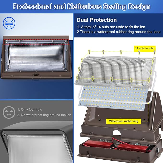 LED Wall Pack Lights Outdoor Dusk to Dawn Photocell 800W Eqv Bright 18000LM LED Exterior Buildings Security Lighting 5000K 120W LED Flood Wall Light 100V-277V IP65 Waterproof for Yard 6 Pack