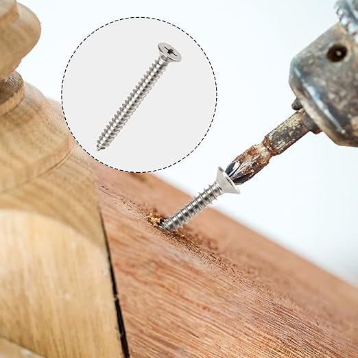 25 PCS #14X4 Stainless Steel Phillips Flat Head Wood Screws,Stainless Steel 18-8 A2(304) Screw,Home Screw Kit by QISHENG