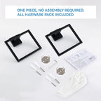 LANC Hand Towel Rings for Bathroom Wall Mount Matte Black Square Hand Towel Holder Command Towel Hanger for Bathroom Lavatory Towel Holder Stainless Steel Modern Towel Rack Hanger 2 Pack, A8896MB-P2