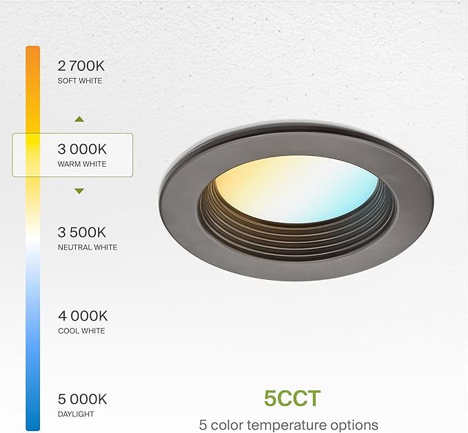 ASD 4 Inch Retrofit LED Recessed Lighting | Metal Trim Bronze 10W 849LM 120V 2700K-5000K Adjustable Ceiling Downlights | Triac Dimmable Wet Rated Room Can Lights, ETL Energy Star, 12 Pack
