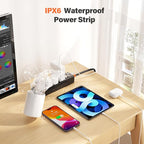 Outdoor Power Strip Weatherproof, IPX6 Waterproof Surge Protector with 4 Wide Outlets,1875W/15A Overload Protection Switch, 6FT Extension Cord, Wall Mountable for Indoor Outdoor, UL FCC Listed