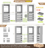 Aheaplus Closet System with 12 Drawers, 8.5-11.5Ft Wood Closet Organizer System with 4 Hanging Rods & 3 Towers, 4Ft & 6Ft L-Shaped Walk-in Closets Wardrobe Organizer Clothes Rack, Set of 3, Grey1