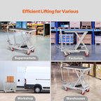 VEVOR Hydraulic Lift Table Cart, 500lbs Load Capacity 28.5 Inch Lifting Height, Manual Single Scissor Lift Table with 4 Wheels and Non-Slip Pad, Hydraulic Scissor Cart for Material Handling, Gray