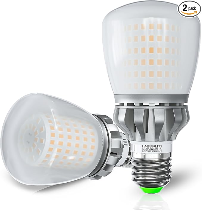 LED Light Bulbs A19 250 Watt Equivalent, Bright LED Bulbs 3670LM 3000K Warm White, 27W E26 LED Corn Light Bulb Non-Dimmable 2-Pack