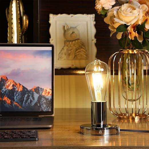 Tuanse 6 Pcs Polished Metal Desktop Lamp E26 E27 Screw Light Bulb Sockets Holder Base Lamp Replacement Base for Holding Bulb 6 Feet Cord on Off Switch Plug(Silver)