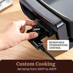 Elite Gourmet EG2615 15" x 12" x 4” Electric Skillet, Durable Xtra Deep Dish, PFAS Free Ceralast™ Ceramic Non-stick, 1500W Rapid Heat, Tempered Glass Vented Lid, Dishwasher Safe, 12.5 Qt., Black/Gray