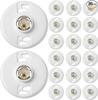 20 Pcs Medium Base E26 Lamp Holder Ceiling Light Sockets White Bulb Socket Incandescent Fluorescent CFL Lamp Holder 660w 250v (Phenolic Resin)