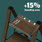 Taranta 2 Step Ladder,Aluminum Lightweight Folding 2 Step Stool with Anti-Slip Wide Pedal,330lbs Capacity Step Ladder for Household,Kitchen,Office - Walnut