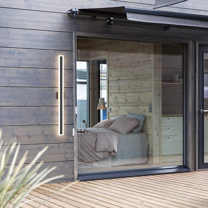 LamQee 47.2 Inch Long Outdoor Wall Lights Modern Exterior Lighting Fixtures for House, Waterproof 3000K 38W 1900LM LED Linear Outdoor Wall Sconces Lighting for Porch Patio Garage Door Yard Indoor