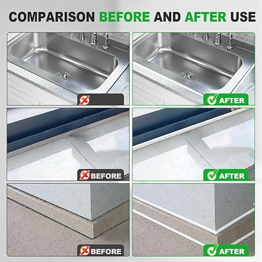 15.9 Oz Silicone Caulk (3 Pack 5.3 Oz) Squeeze Tube Waterproof Silicone Sealant for Kitchen Bathroom Stronger Adhesion White Caulk for Window Toilet Sink Caulking Sealant with Tape and Scraper