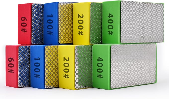 8pcs Diamond Hand Polishing Pads for Ceramic Tile Glass Grinding,Sanding Blocks Polishing 60#,100#,200#,400#