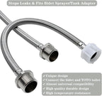 12 Inches Hose Extension - 7/8 Male to 7/8 Female Ballcock,Connector to Toilet Tank,Stops Leaks & Fits Bidet Sprayer/Tank Adapter,Compatible With TOTO Series Washlet