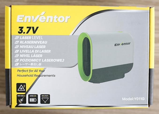 Enventor Green Laser Level, Self Leveling Laser Level for Picture Hanging and Home DIY, Horizontal and Vertical Cross-Line Laser, Rotatable 360° Magnetic Holder, Pulse Mode, USB Charging