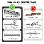 Wire Rope 16Ft 3/16" T316 Stainless Steel Cable 7 x 19 Strand Core Industrial Grade Stainless Steel Wire for Deck Railing, Cable Railing, Aircraft Cable, Outdoor Hanging