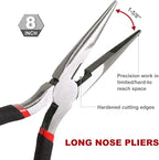 FASTPRO 6-Piece Large Pliers and Wrench Set, Includes 10" Groove Joint, 10" Slip Joint, 8" Linesman, 8" Long Nose, 6" Diagonal Pliers and 8" Adjustable Wrench