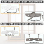 Window Sash Lock & Latch and Keeper Replacement for Andersen 200 Series Narroline and 400 Series Tilt-Wash Double-Hung Windows 1968 to Present (1 Pack, Stone Color)