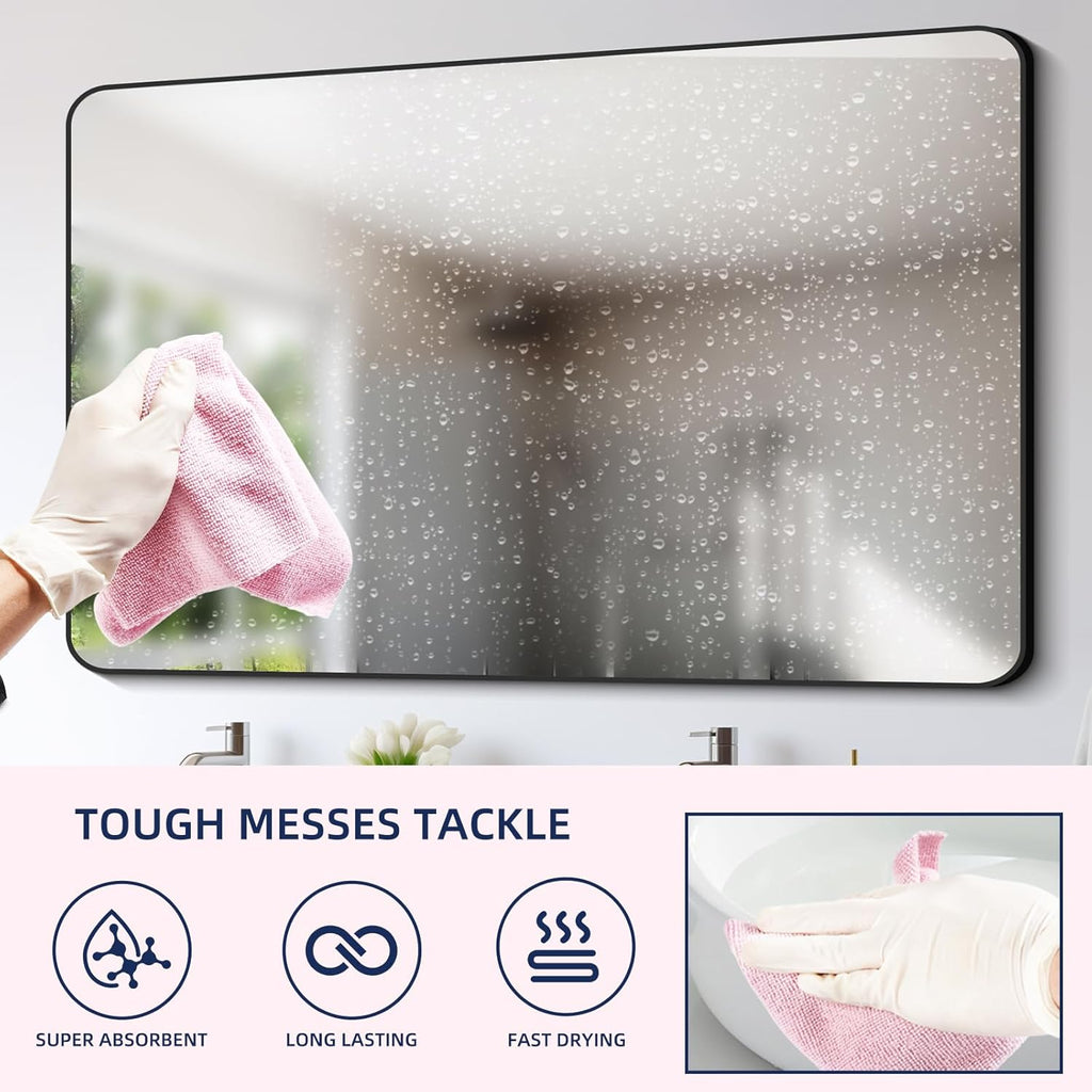 Microfiber Cleaning Cloth Roll - 50 Pack, Tear Away Microfiber Towels, 12" x 12", Reusable, Washable, Streak Free, Ultra Absorbent Dish Rags for Car, Home, Garage or Shop (Pink)