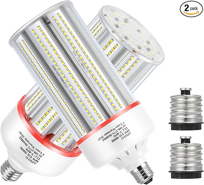 80W Led Corn Light Bulb,E26/E39 Base,5000k Daylight,110-277 V,10400lm,CFL HID 250W Metal Halide Replacement For Commercial and Industrial lighting of Large-area Shopping Mall,GYM,Street(2-Pack)