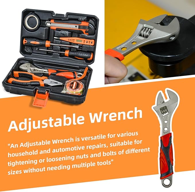 Home Repair Partner Home Hand Tool Kit And Portable Toolbox Include Wrench,Utility Knife,Screwdriver.Multi Functional Home Tool Set For House,Garage,College Dorm And Office Covering Multiple Scenarios