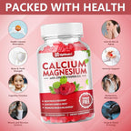 Calcium Magnesium Zinc with Vitamin D3 Gummies, Sugar Free Calcium Supplements for women men, High Absorption Zinc Gummies for Bone & Muscle & Immune Health, Vegan Raspberry Flavor - 120 Count