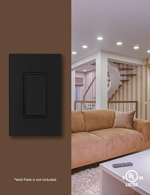 AIDA 10 Pack 3 Way Decorative Light Switch, 15Amp, 120/277 Volt, AC Decorator Rocker Paddle Wall Switch Replacement, UL Listed - Residential and Commercial Grade,Matte Black