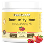 Feel Goods Immunity Icon, Zero Sugar, Vitamin C, A, B, D, E & Zinc, Organic Elderberry, Ashwagandha, Drink Mix Powder, Vegan, Non GMO, Caffeine & Gluten Free | Wild Berry, 30 Servings
