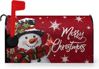 Christmas Snowman Mailbox Covers Magnetic Large Size 25.5 x 21 in Winter Red Xmas Mailbox Wraps Cover Letter Box Post Cover Oversized Christmas Decorations for Outside Garden Yard