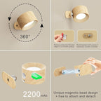 Koopala LED Wall Lamps Set of 2 with Rechargeable Battery Operated, Wall Mounted Lights with 3 Brightness 3 Color Temp Removable Charging 360°Rotate Magnetic, Cordless Wall Sconces for Reading Bedside