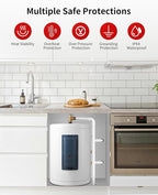 YALICE 10 Gallon Hot Water Heater Electric, 1500W Fast Heating Point of Use Water Tank Heater 120V with T&P Valve, Adjustable Thermostat, On Demand Water Heater for Shower, Kitchen, Laundry, Office